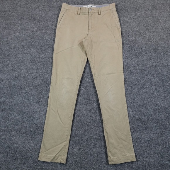 Lacoste Pants Mens 30X34 Khaki Chino Flat Front Slim Fit Trousers Stretch 13886 - Picture 1 of 11